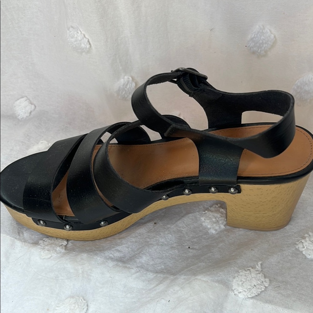 J. Crew black wooden clog sandals